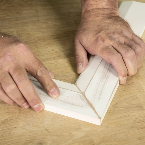 Hands aligning a wooden frame joint for Beechwood Joining Biscuits Variety Pack No 0 10 20 for Woodworking Joinery and Furniture Framing