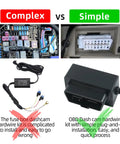Comparison of complex fuse box vs. simple OBD Plug And Play Dash Cam Hardwire Kit With OBD Power Cable USB Type C Adapter
