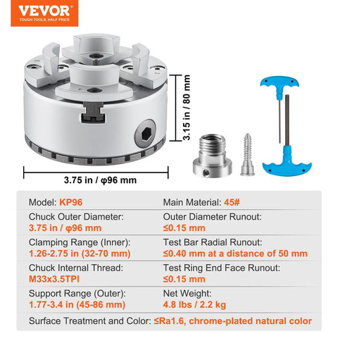 Diagram of Four Jaw Lathe Chuck Three Point Seven Five Inch Diameter Self Centering Tool For Lathe And Milling Machines