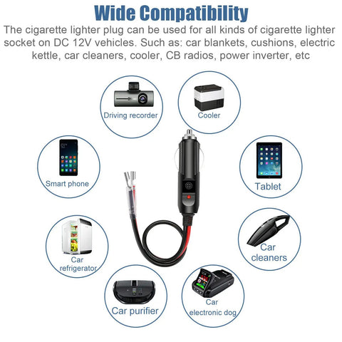 Hot Ride Ready 2 Pack DC 12V Cigarette Lighter Adapter Kits With 10A And 15A Fuses Built In Plus Protective Sleeves Using Solid Copper For Tough Vehicle Electronics That Won't Fail You, 12V plug for cooler, tablet, phone, and car cleaner