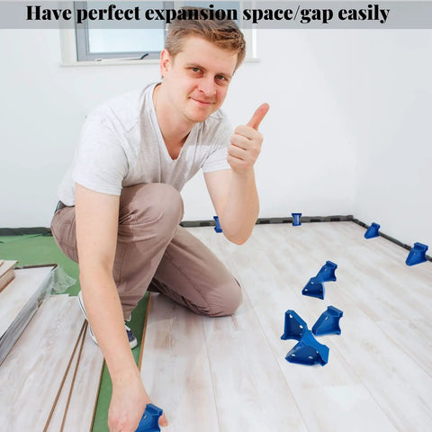 Man using Flooring Spacers 1/2 Inch And 1/4 Inch Pack Of 40 For Laminate LVP Vinyl Plank Engineered Floors showing thumbs up