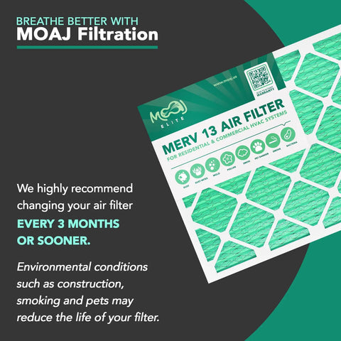 Two Pack 9.70 Inch By 19.70 Inch By 0.75 Inch Air Filter MERV 13 Pleated Replacement For AC And Furnace Systems With Bacterial And Viral Defense Made In USA For DIY Friendly Home Air Upgrade