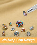 16G 18G Piercing Taper And Pro Grade Ball Grabber Tool Set for Easy Jewelry Changes with sparkling gemstones on a fabric surface