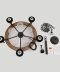 Wagon Wheel Chandelier Pendant Light With Metal Wood Frame Seeded Glass Shade Edison Vintage Ceiling Fixture components layout