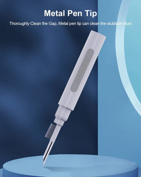 Multi Function Cleaning Pen For AirPods Pro 1 2 3 And Earbuds Case Soft Bristle Brush Kit Metal Tip close-up showcasing detail.