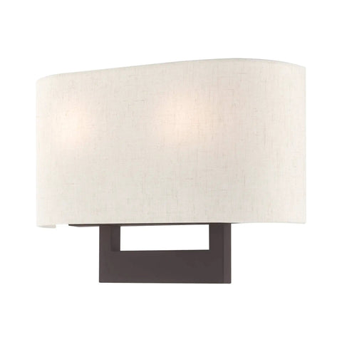 Bronze Wall Sconce With Contemporary Design featuring oatmeal fabric shade, ideal for modern living room or hallway, easy install