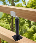 Heavy Duty Two Pack U Shaped Floor Jack With No Sweat Height Tweaks And Rock Solid Steel Beam Support For 4x2 4x4 4x6 Floor Joists Plus Heavy Duty Screw Top Post House Leveling Rig supporting a wooden beam outdoors.