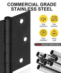 Heavy Duty Black Stainless Steel Door Hinges Six Pack With Non Removable Pin For Smooth As Butter Swing And Built Tough Security On All Your Professional Exterior Door Projects, showcasing commercial grade design and durability.