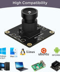 720P USB 2 0 UVC Camera With 120 Degree DFOV For Raspberry Pi Jetson Nano And Embedded Boards, compatibility icons shown