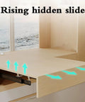 Heavy-Duty Drawer Slides With Soft-Close Ball Bearings Hidden Guides showing mechanism in a wooden kitchen cabinet setup