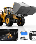 Volvo L260H Remote Control Wheel Loader 1:16 Scale 4WD RC Construction Toy with 780 mL Forged Alloy Bucket, box, and controller