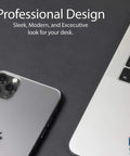 Go To Premium Leather Desk Pad 36 By 20 Inch Waterproof Reversible PU Leather Mat with phone and laptop on surface
