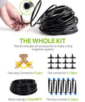 50Ft Drip Irrigation Kit DIY Plant Watering System with 8x5mm Tubing and No Leak Brass Splitter Components Overview