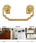 Two Pack Vintage Brass Wardrobe Door Handles And Copper Cabinet Drawer Pulls In Chinese Style Furniture Hardware Close-Up View