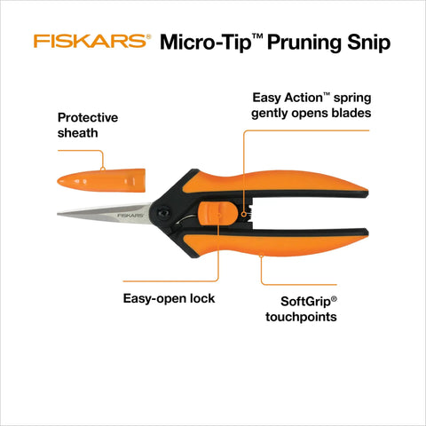 6 Inch Pruning Snips For Flower Stems, Herbs, Buds, And Small Plants With Stainless Steel Blades Micro Tip Precision And Comfortable Handle