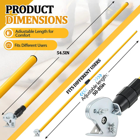 Stand Up Carpet Cutter Tool With 4 Replacement Blades Heavy Duty Roller Telescoping Fiberglass Handle Extends 50 To 85 Inches For Glue Down Removal And Rug Cutting For Pros And DIYers, 54.5 in