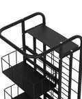 Heavy Duty Metal Spray Paint Storage Rack Eight Tier Lube Can Organizer Hella Sturdy Workshop Shelf with top view and black finish.