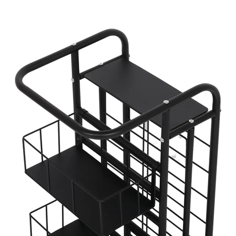 Heavy Duty Metal Spray Paint Storage Rack Eight Tier Lube Can Organizer Hella Sturdy Workshop Shelf with top view and black finish.
