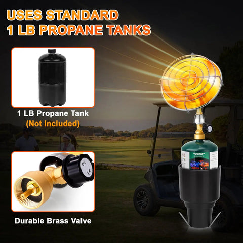 Portable Propane Heater For Outdoor Use With Foldable Base And Cart Cup Holder 2 In 1 Patio Heater Safe Cordless Gas