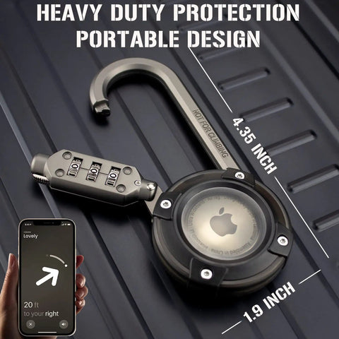 AirTag Holder With 3 Digit Combination Lock Protective Case With Metal Carabiner Anti Theft Lock For AirTag Luggage Backpacks And Strollers