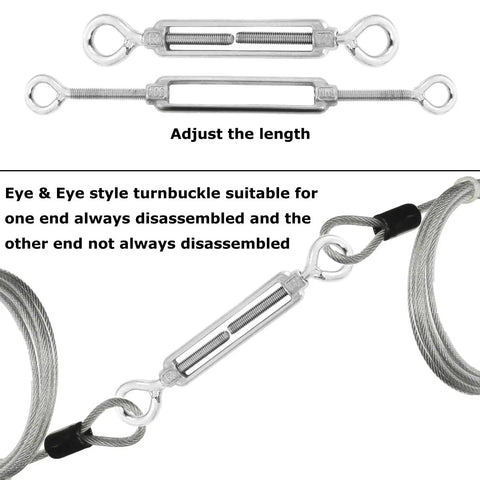 M6 Eye And Eye Turnbuckle Built Tough Adjustable Cable Tensioner Hella Durable Rigging End Fitting Secure Lock Steel Hardware For Marine Automotive Projects Ready To Roll, view showing adjustable length and cable attachment.