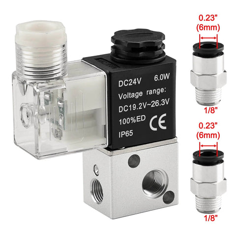 Electrical Pneumatic Solenoid Valve 3V1-06 With 24VDC Coil, PT1/8 Inch Port, 3/2 Way Normally Closed, CE Certified
