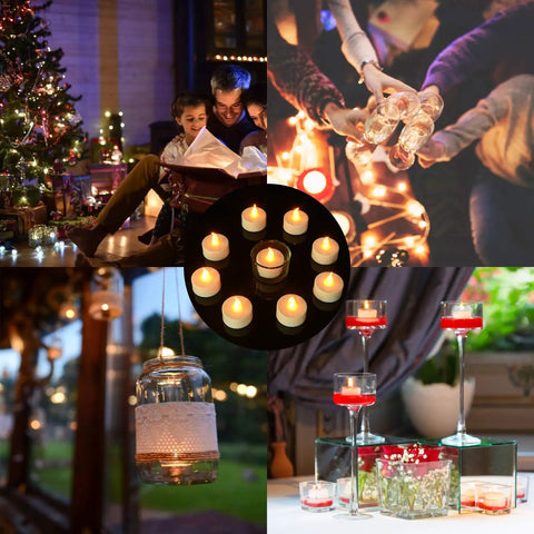 Flameless Tea Light Candles 50 Pack With Batteries Included Realistic Flickering LED Tealights Unscented Battery Operated