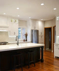6 Inch Recessed LED Lights Canless With Junction Box installed in modern kitchen ceiling, bright daylight illumination