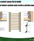 Diagram of Heavy Duty Tough As Nails Steel Louver Pergola Kit With Powder Coated Brackets And Actuators For Deck Sunblind System