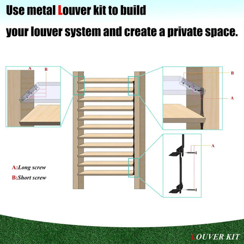 Diagram of Heavy Duty Tough As Nails Steel Louver Pergola Kit With Powder Coated Brackets And Actuators For Deck Sunblind System