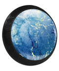 Marble Pattern Cabinet Knobs 4 Pack Round Single Hole Drawer Pulls For Kitchen Cupboards And Bedroom Drawers with blue marble finish.
