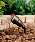 Accent Outdoor 12V Low Voltage Path Light, 1-Light MR-16, Textured Black Finish installed in mulch with ground stake