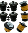 Smooth Out That Rough Ride Now With This Beefy Eight Piece Body Cab Mount Bushing Kit For 2002 To 2005 Ford Explorer And Mercury Mountaineer Positions Two Three Four Five Direct Oem Swap 924 052 924 053 924 054, showing eight rubber and metal bushings.