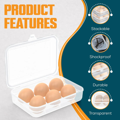 Open 6 Grid Plastic Egg Carrier For Camping And Travel On The Go Portable Food Grade Egg Holder Box with 6 eggs