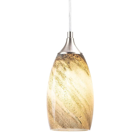 Hanging Pendant Light With Marble Glass Shade Handcrafted Oval Art Glass Fixture In Brushed Nickel Finish Adjustable 75 Inch Cord E26 Socket 60W Max Edison Style Living Room Kitchen Dining Area Lighting