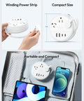 Hassle Free Travel Power Strip With Two Swift Usb C Ports, Ultra Compact Extension Cord for easy packing in luggage.