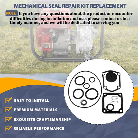 Front view of mechanical seal repair kit for Predator 2-inch, 212cc trash pump; includes gasket and seal rings
