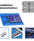 Installation demonstration of All In One Aluminum Solar Panel Mounting Kit With 120mm Rails on metal tin roof with brackets