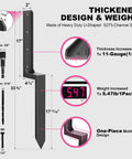 Diagram of Beefy Heavy Duty Fence Post Repair Kit Two Pack With One Piece Steel Anchor Stakes measurements and specifications.