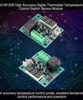 Digital Temperature Controller Module W1209 12V DC with 10A Relay and LED display on circuit board