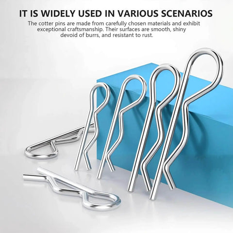 Eight Sizes R Clips Set With Ninety Pieces Hairpin Cotter Pins For Trailer Hitches And Machinery Locking Repairs In Premium 304