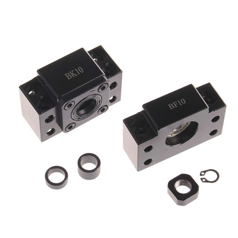 Black BK10 BF10 Ballscrew End Supports Set - Heavy-Duty Ballscrew Bearing Block Bracket For SFU1204 And CNC Router, High Precision, Rigid, Sealed And Greased, Smooth Rotation And Easy Mounting.