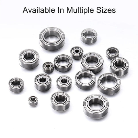 MR105ZZ Deep Groove Ball Bearing 5x10x4mm Chrome Steel Miniature in various sizes displayed