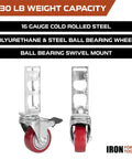 Locking Caster Wheels Set Of 4 For Rolling Storage Racks 3 Inch Heavy Duty Nylon And Steel Ball Bearing Casters 530 Lb Capacity