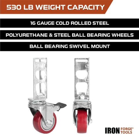 Locking Caster Wheels Set Of 4 For Rolling Storage Racks 3 Inch Heavy Duty Nylon And Steel Ball Bearing Casters 530 Lb Capacity
