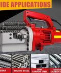 Electric Rebar Cutter With Hydraulic Pump, 1250W And 1700W Dual Motor, fast cutting through rebar and steel, red tool design