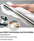 Heavy Hitter 100 Pack Cleanroom Cloth Wipes 9x9 Inch Microfiber Lint Free Disposable Laser Sealed Edge For Lab Semiconductor Prep And Precision Cleanup Rock Solid Grip shown in use cleaning a metal rod.