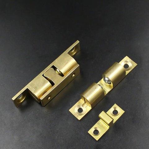 Double Ball Cabinet Door Catch With Adjustable Tension Roller Latch for small cabinets, copper body, and secure closure