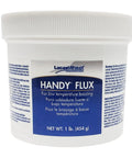 Handy Flux jar, 1 lb, for low temperature brazing, white plastic container with blue label text, Net WT. 454g.