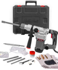 Beast 1200W Electric Rotary Hammer SDS Plus Drill with swivel handle, chisels, drill bits, case and gloves for concrete drilling